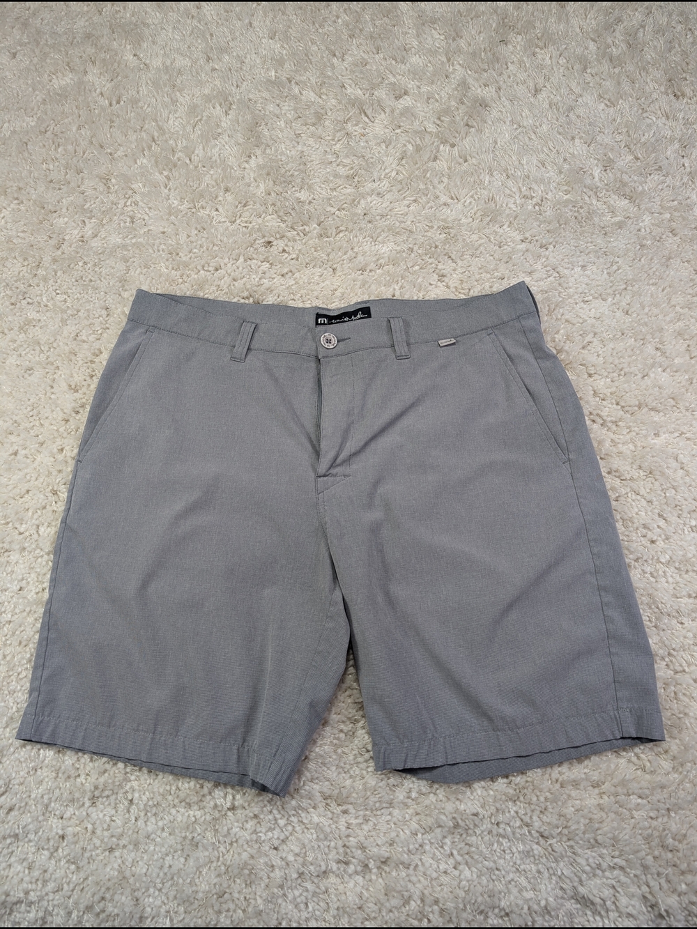 Travis Mathew Light Gray Flat-Front Chino Shorts